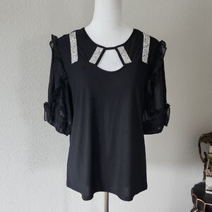 Como Black Top with Silver Accents